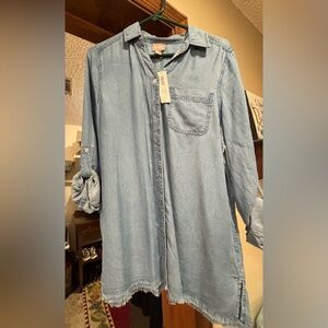 Chico's Soft Blue Denim Shirt Dress